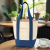 Custom Full Color Saratoga Mini Cotton Canvas Tote - Navy Blue Lifestyle View 