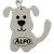 Custom Swinging Dog Keychain - Silver Front view