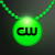 Blue LED Circle Badge with Beads - Green