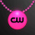 Blue LED Circle Badge with Beads - Pink