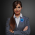 Custom Blue LED Frosted Circle Badge with Safety Pin - Lifestyle View 