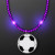 Custom Purple LED Bead Necklace with Soccer Ball Medallion - Front View 