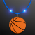 Custom Still-Light Blue Beads With Basketball Medallion - Front View 