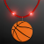 Custom Still-Light Red Beads With Basketball Medallion - Front View 