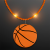 Custom Still-Light Orange Beads With Basketball Medallion - Front View 