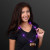 Custom Purple LED Bead Necklace with Football Medallion - Front View 