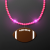 Custom Pink Pizzazz LED Bead Necklace with Football Medallion - Front View 