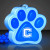 Custom Light Up Blue Paw Print Charm Necklace