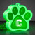 Custom Light Up Green Paw Print Charm Necklace