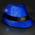 Custom Sequin Blue Fedora Hats with Black Bands