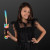 Custom  Light Up Cat Party Wand, Light Projecting - In use