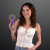 Custom LED Mini Fan with Purple Handle - Lifestyle