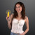 Custom LED Mini Fan with Yellow Handle - Lifestyle