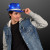 Custom Sequin Blue Fedora Hats with White Bands - Lifestyle