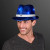 Custom Sequin Blue Fedora Hats with White Bands - In use