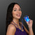 Custom 1.5 oz. Light Up Blue Shot Glass on Blue Bead Necklace - In use
