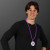 Custom Baseball Medallion with Purple Beaded Necklace (Non Light Up) - Lifestyle View 