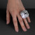 Custom Huge White Gem Lighted Rings - In Use 