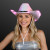 Custom Opal Color LED Iridescent Cowgirl Hat with Black Band - In Use 