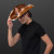 Custom Brown Shimmer Light Up Shiny Cowboy Hat with Black Band - In Use 