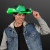Custom Iridescent Green Light Up Cowgirl Hat with Black Band - In Use 
