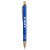 Custom Venosa Velvet-Touch Aluminum Pen with bamboo accents - Metallic cobalt blue