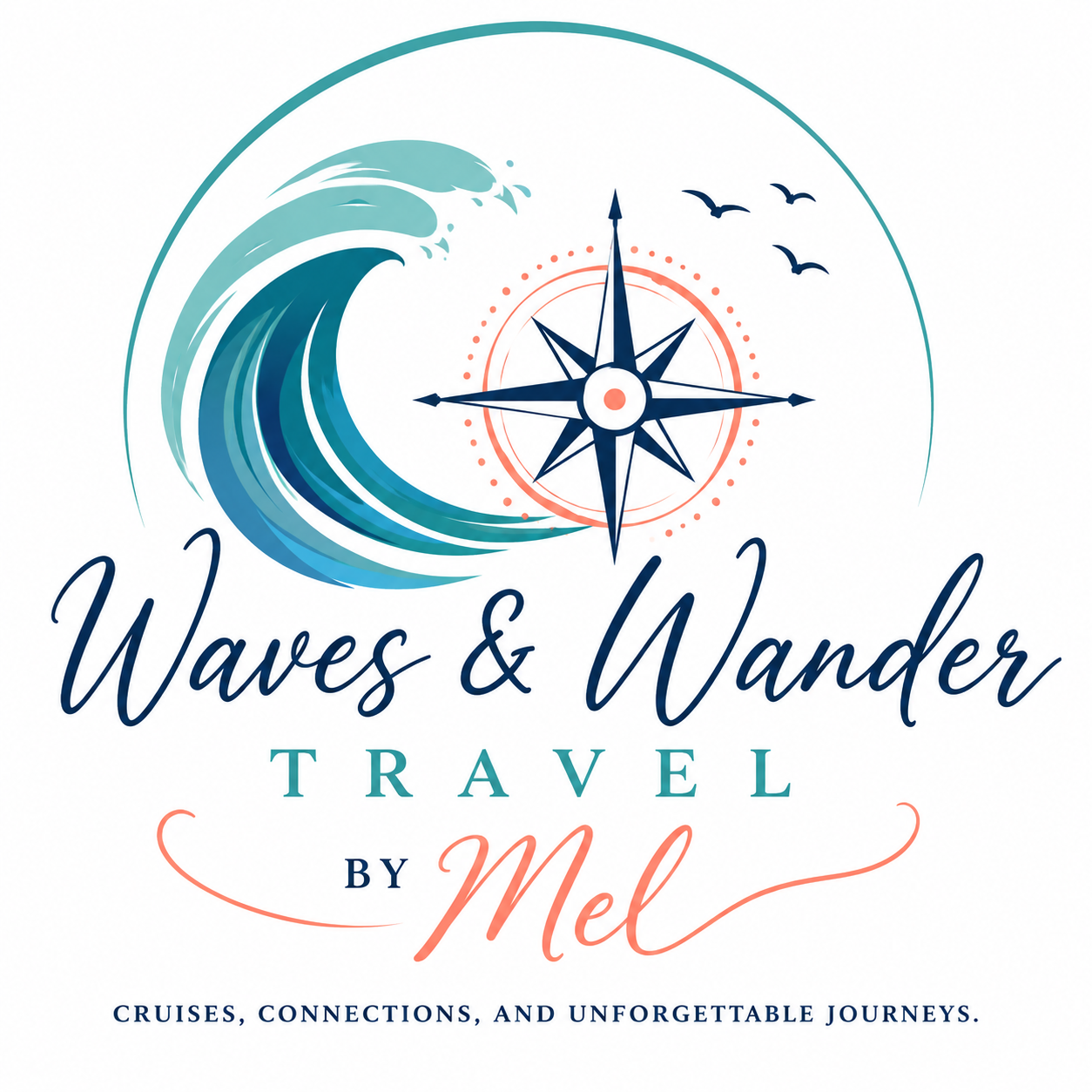Waves and Wander Travel by Mel logo