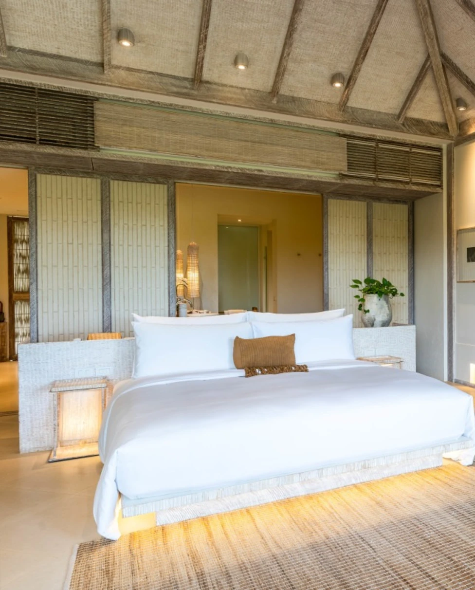 white-and-tan airy hotel room