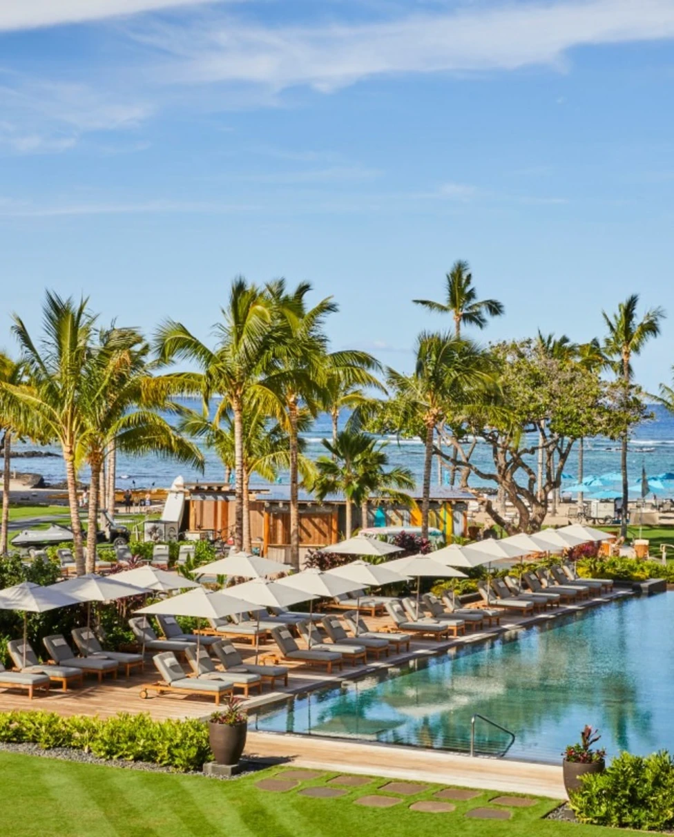 oceanfront infinity pool surrounded by loungers