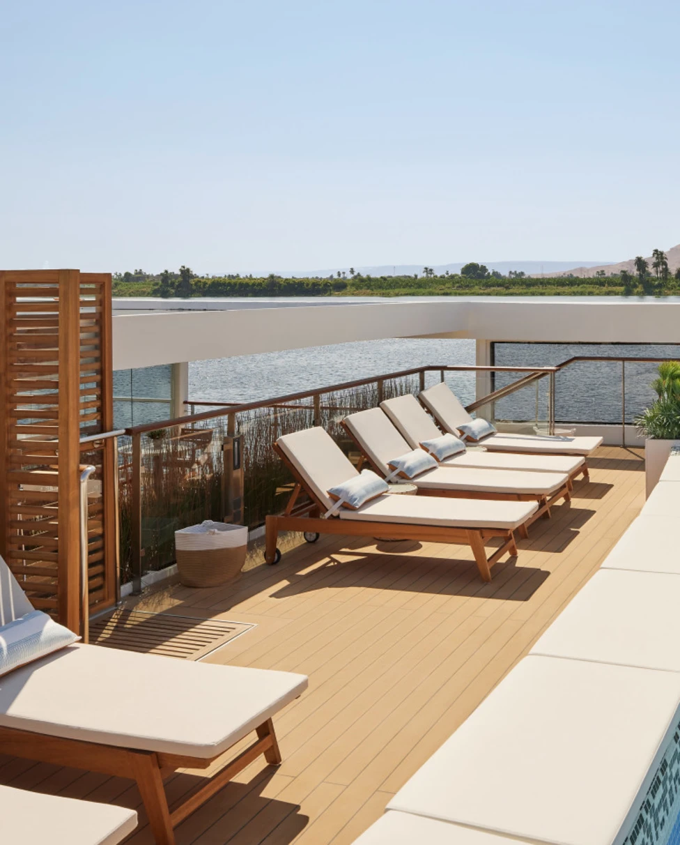 a pool deck on a cruise ship