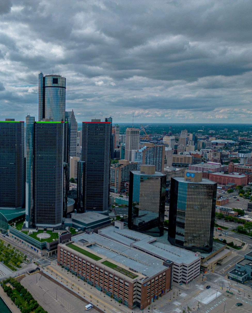 coastal city with skyscrapers