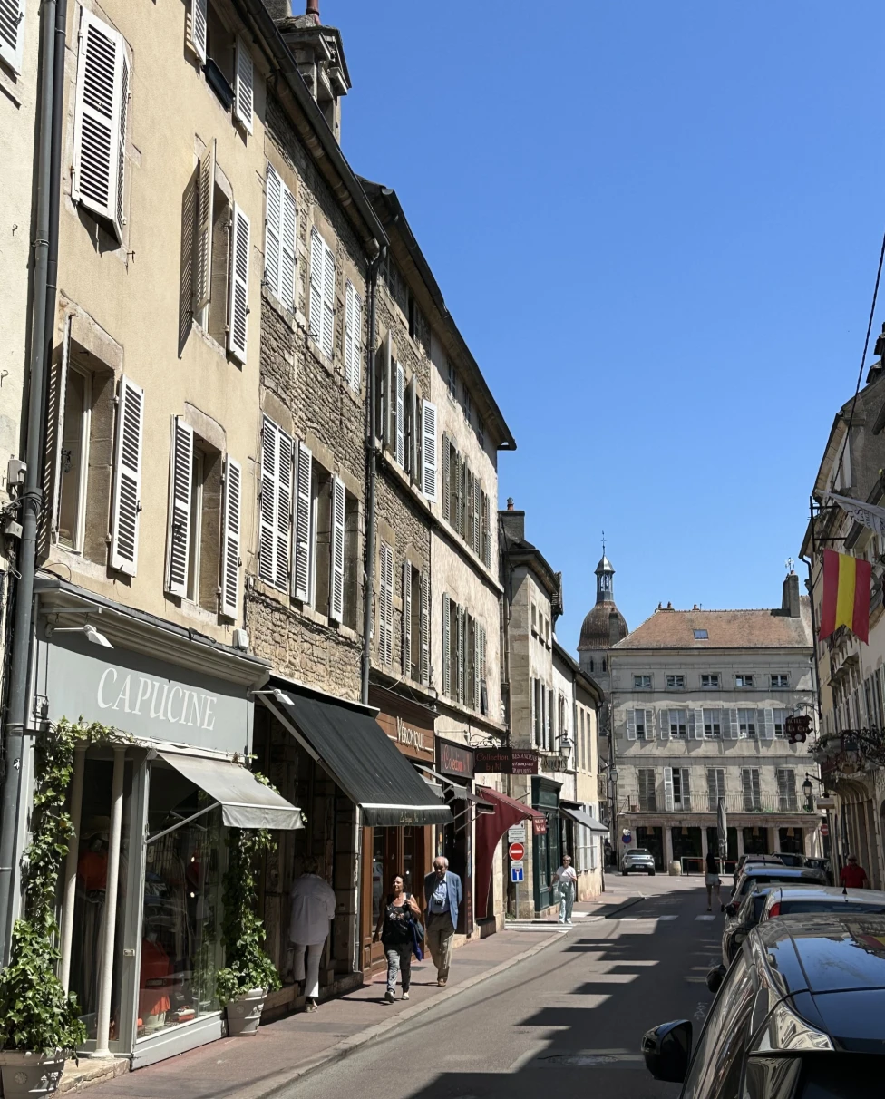 A picture of the streets of Beaune during daytime.