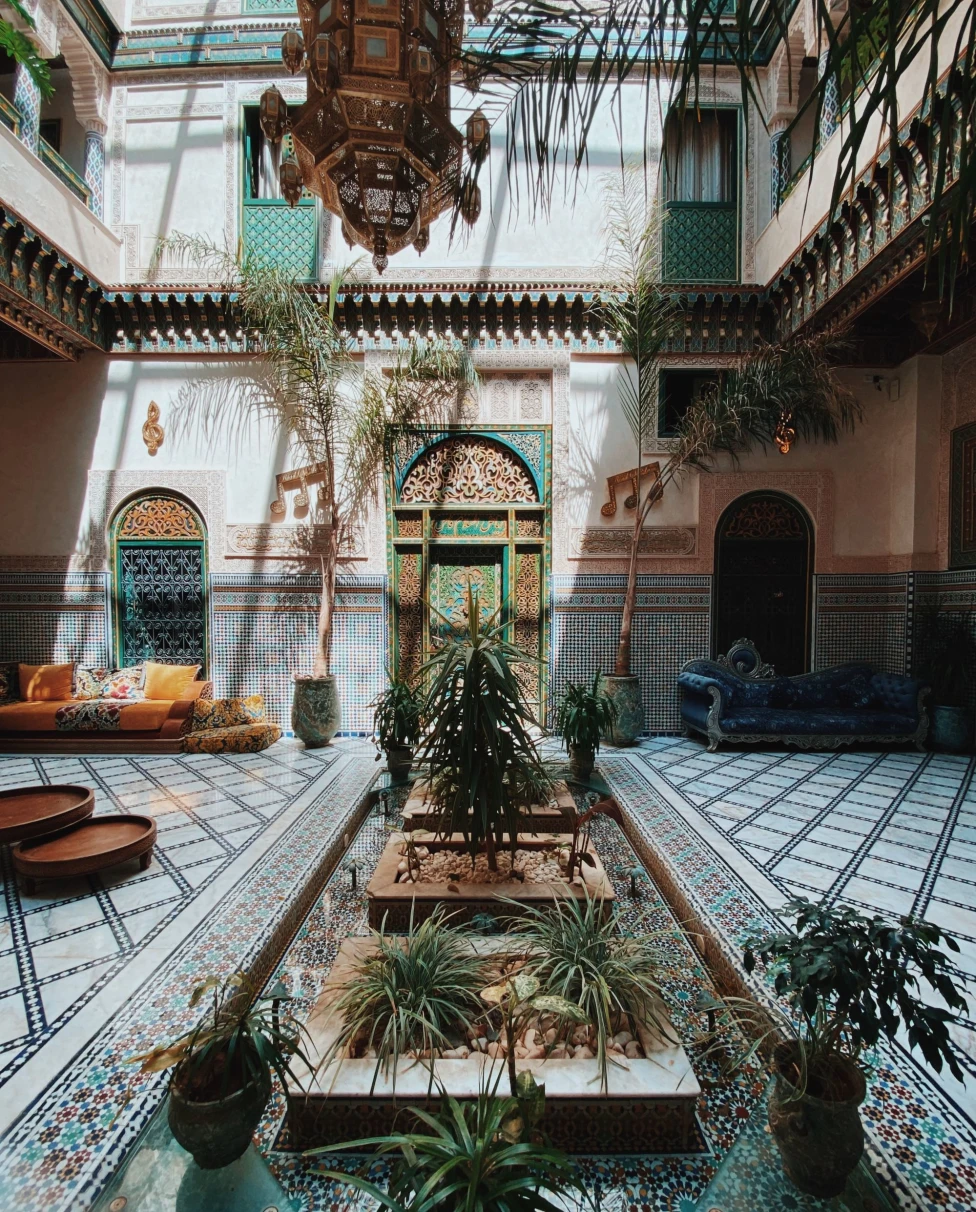 A courtyard of a palace during daytime