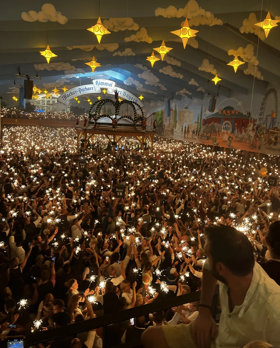 Oktoberfest closing ceremony with sparklers.