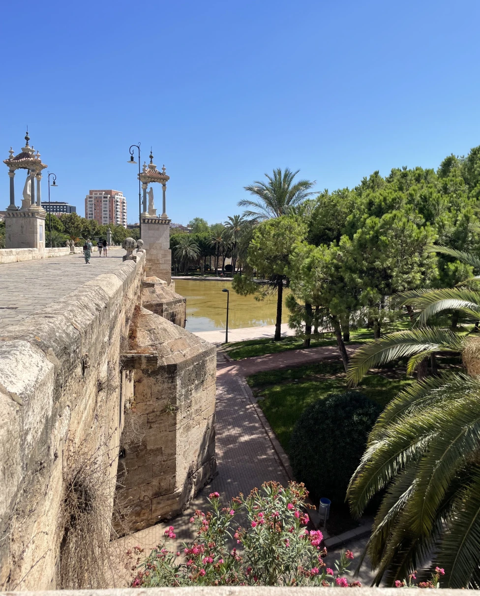 A view of an ancient bridge in Valencia, Spain.