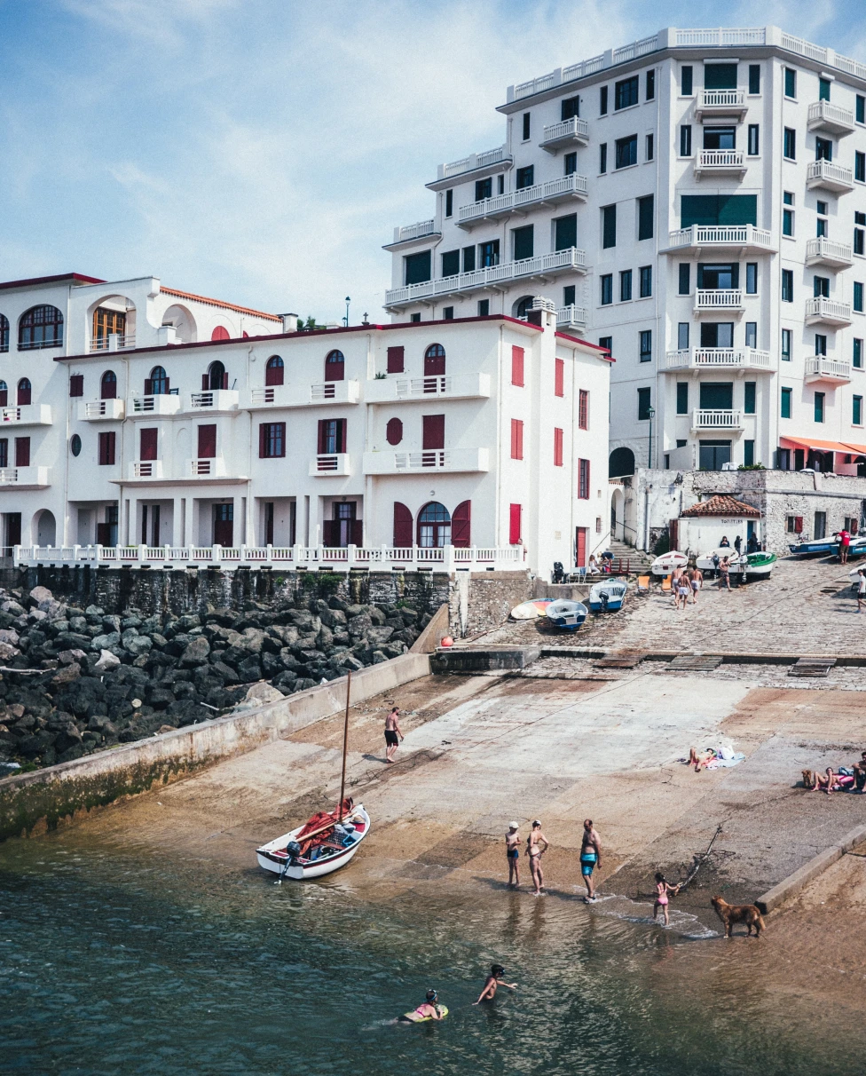 Oceanside with people in Basque Country.