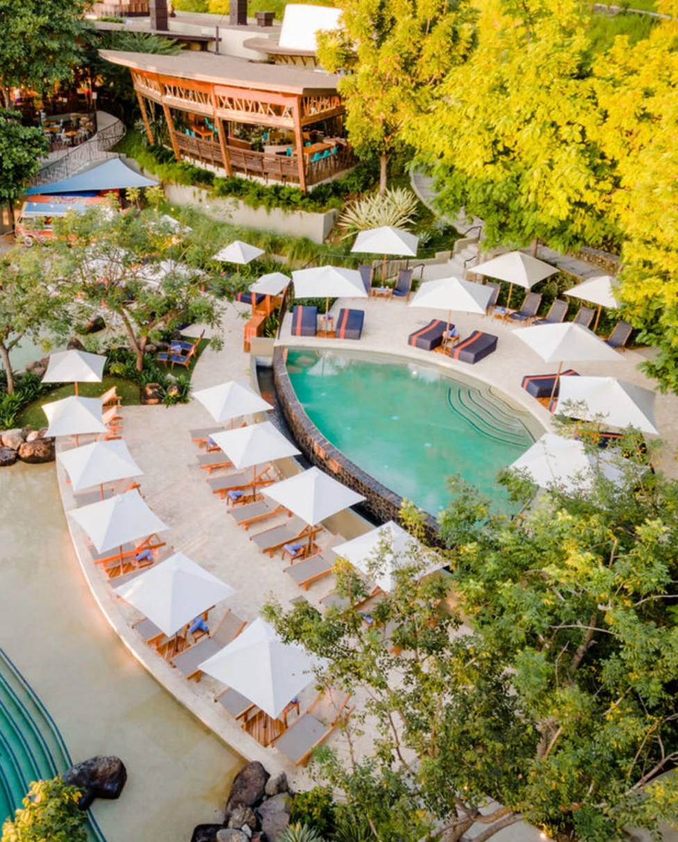 An aerial view of the Hotel