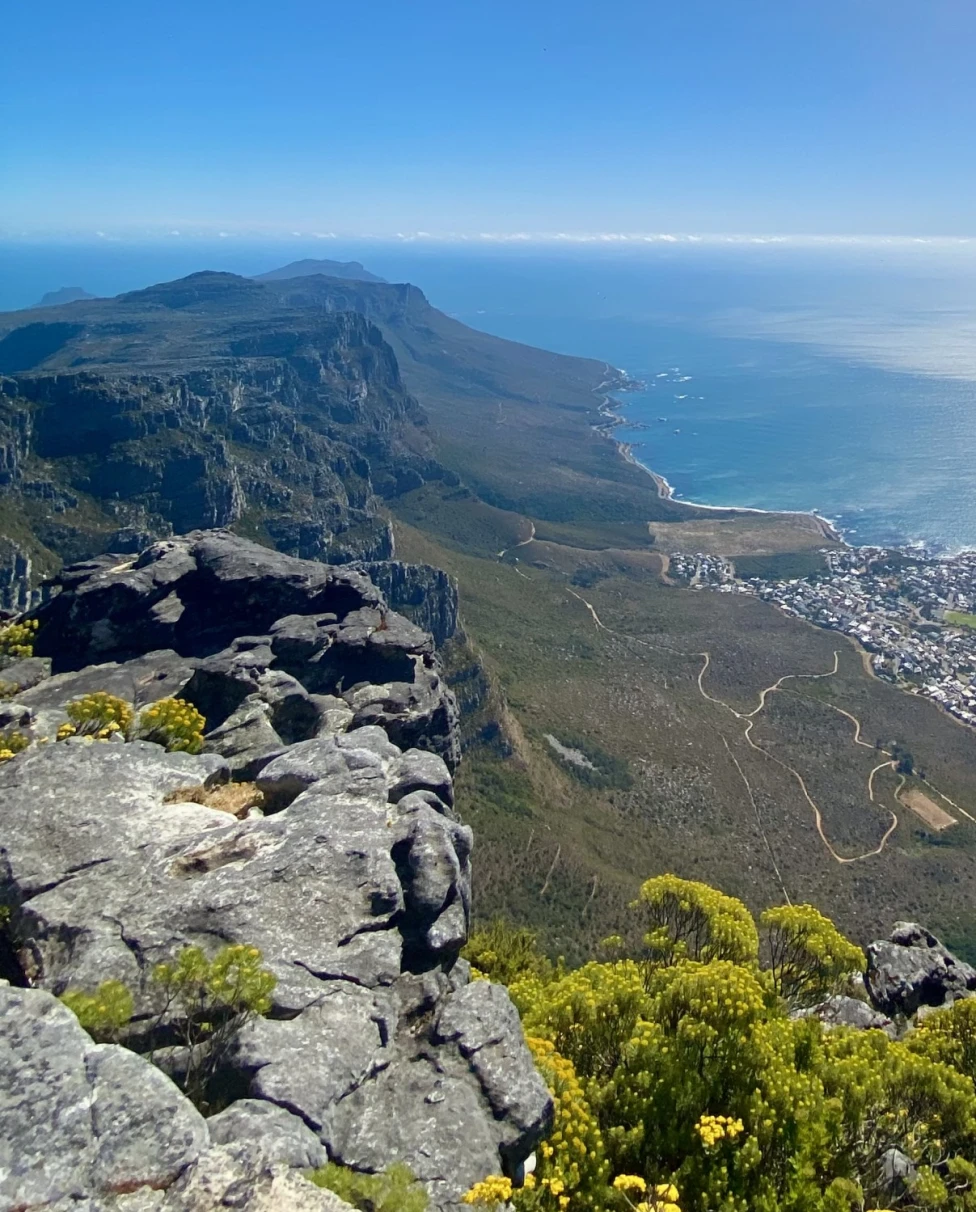 An aerial view of the Table Mountain during daytime.