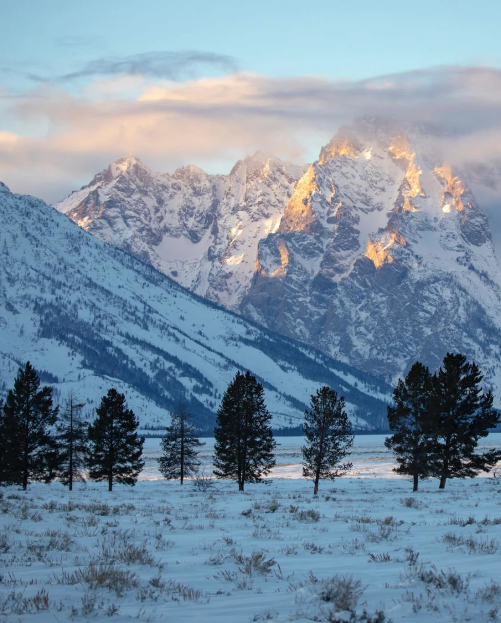snow-covered rugged Teton Montains