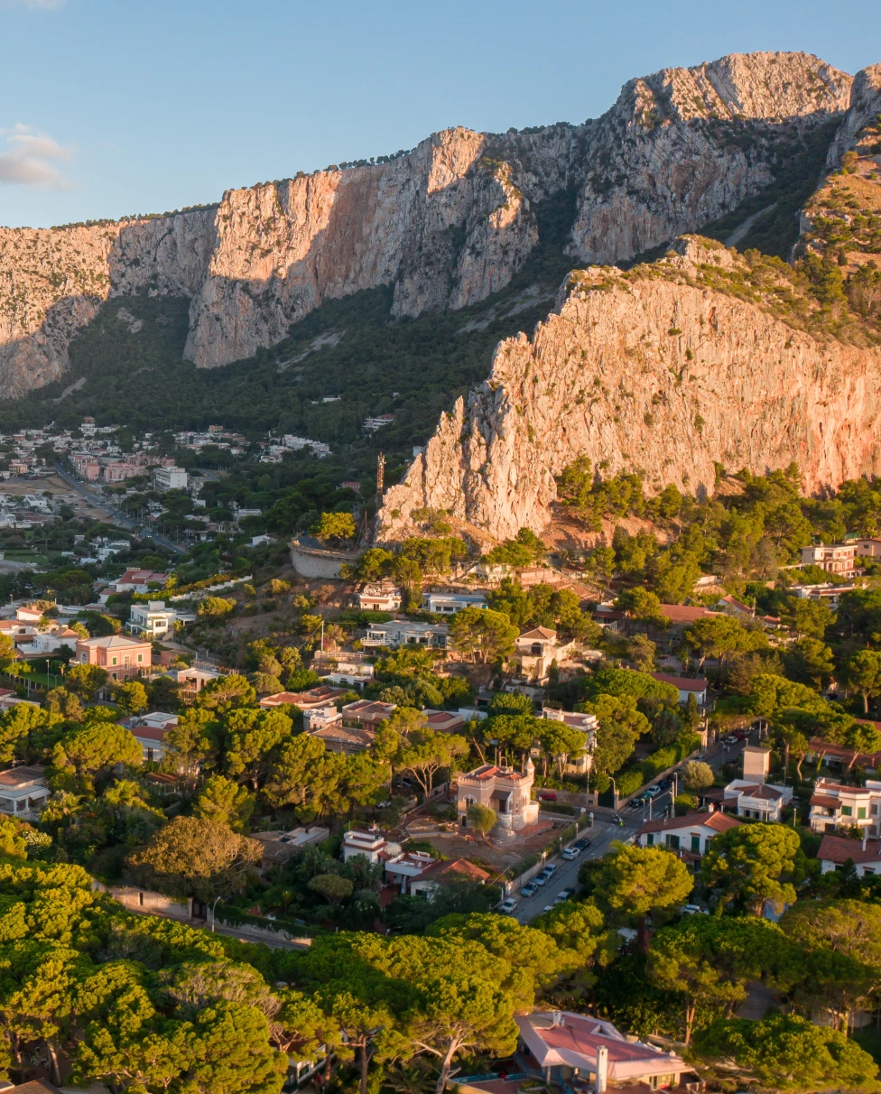 cliff and buildings overlooking the sea