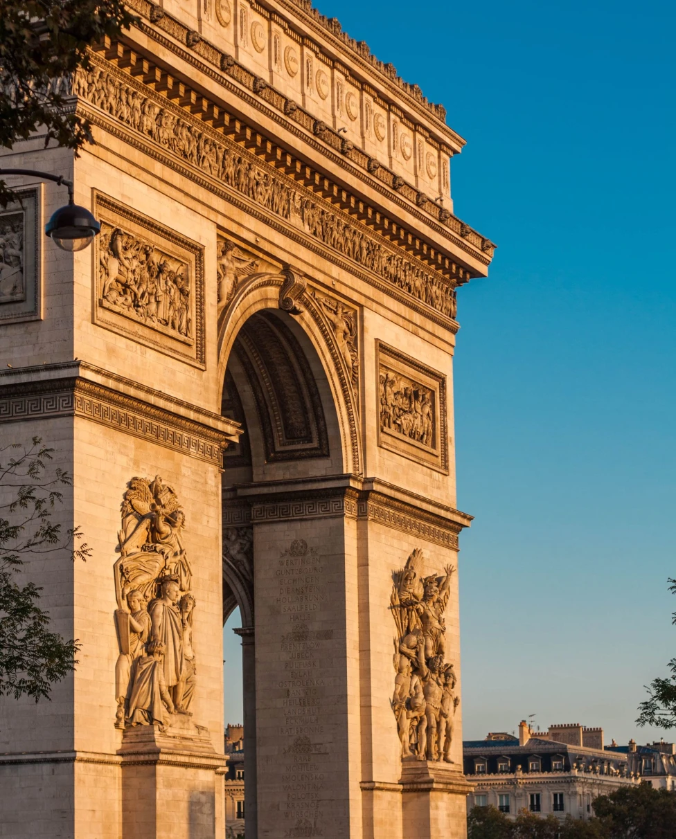 arc de triomphe during golden hour
