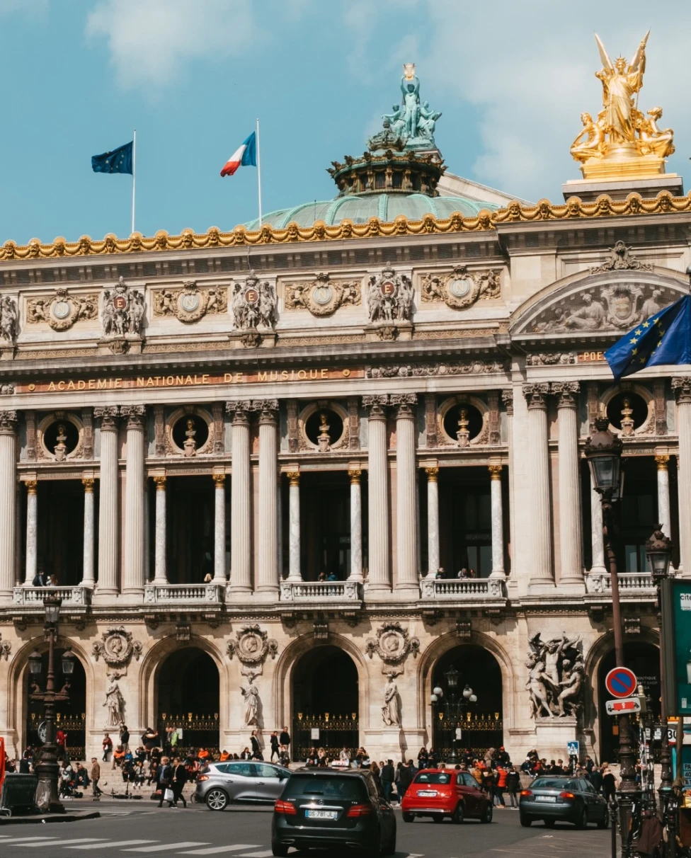 Ornate Palais Garnier in Paris on a sunny day