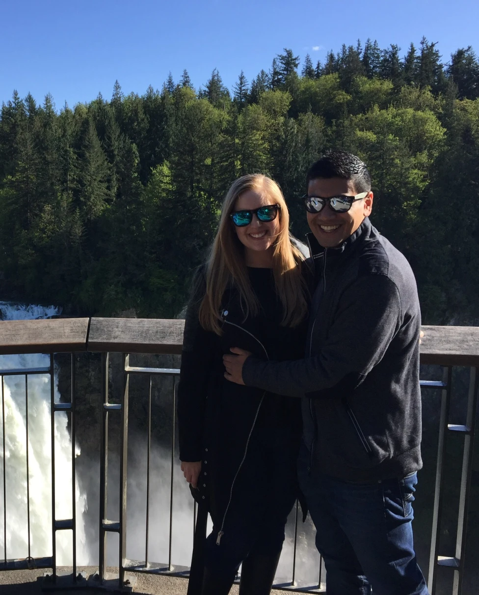 Couple enjoying Snoqualmie Falls