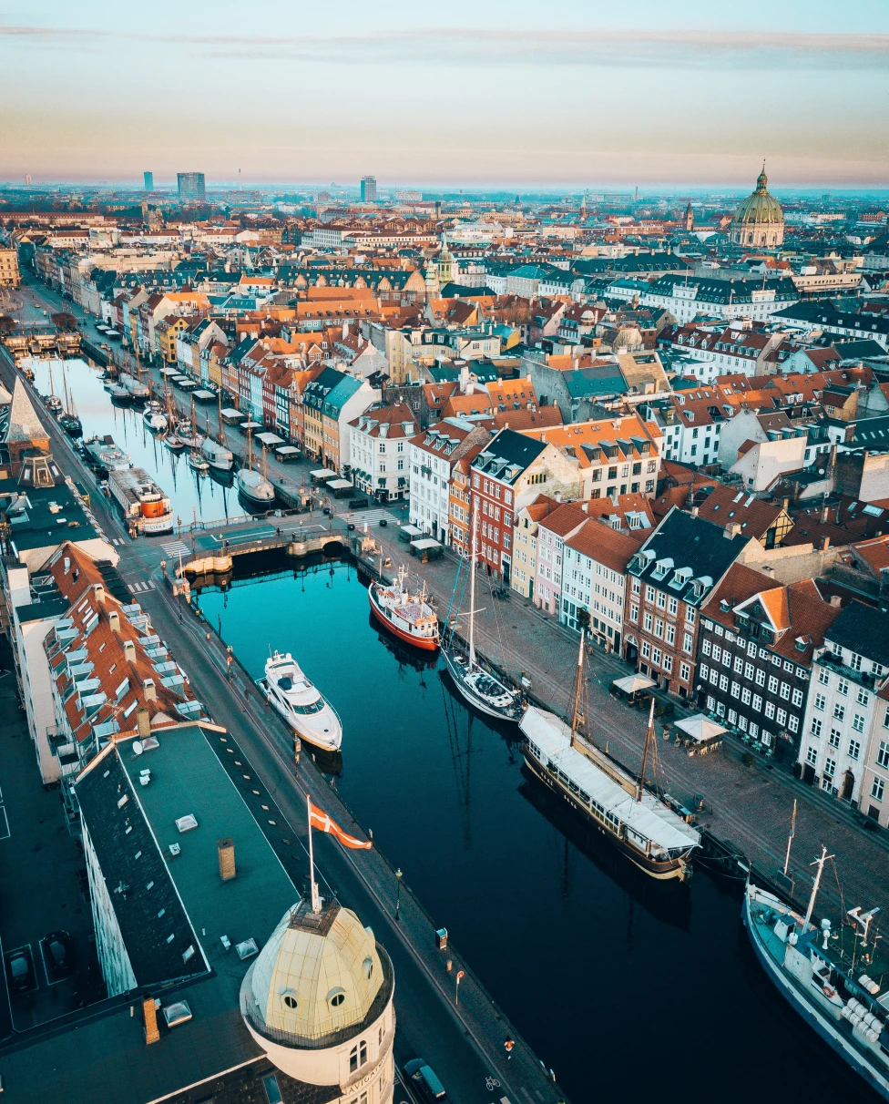 An arial shot of Copenhagen