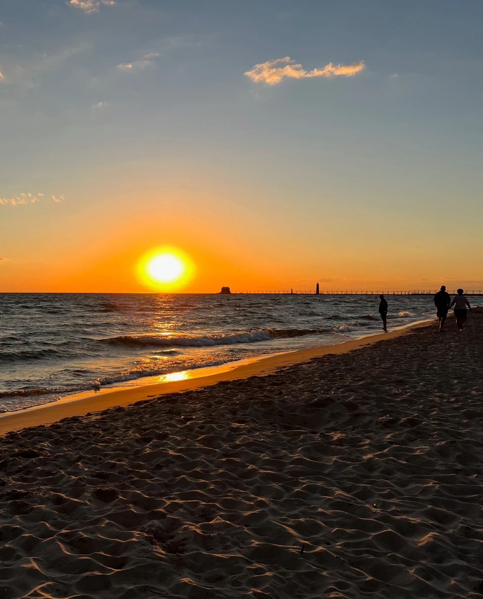 Beautiful sunset at the beach in Grand Haven.