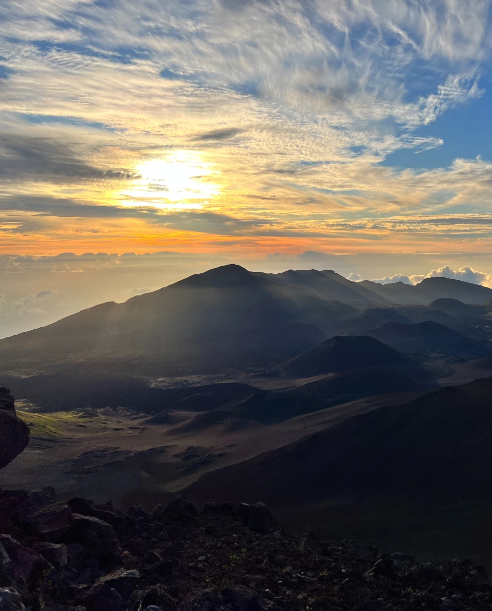 mountain range during sunrise