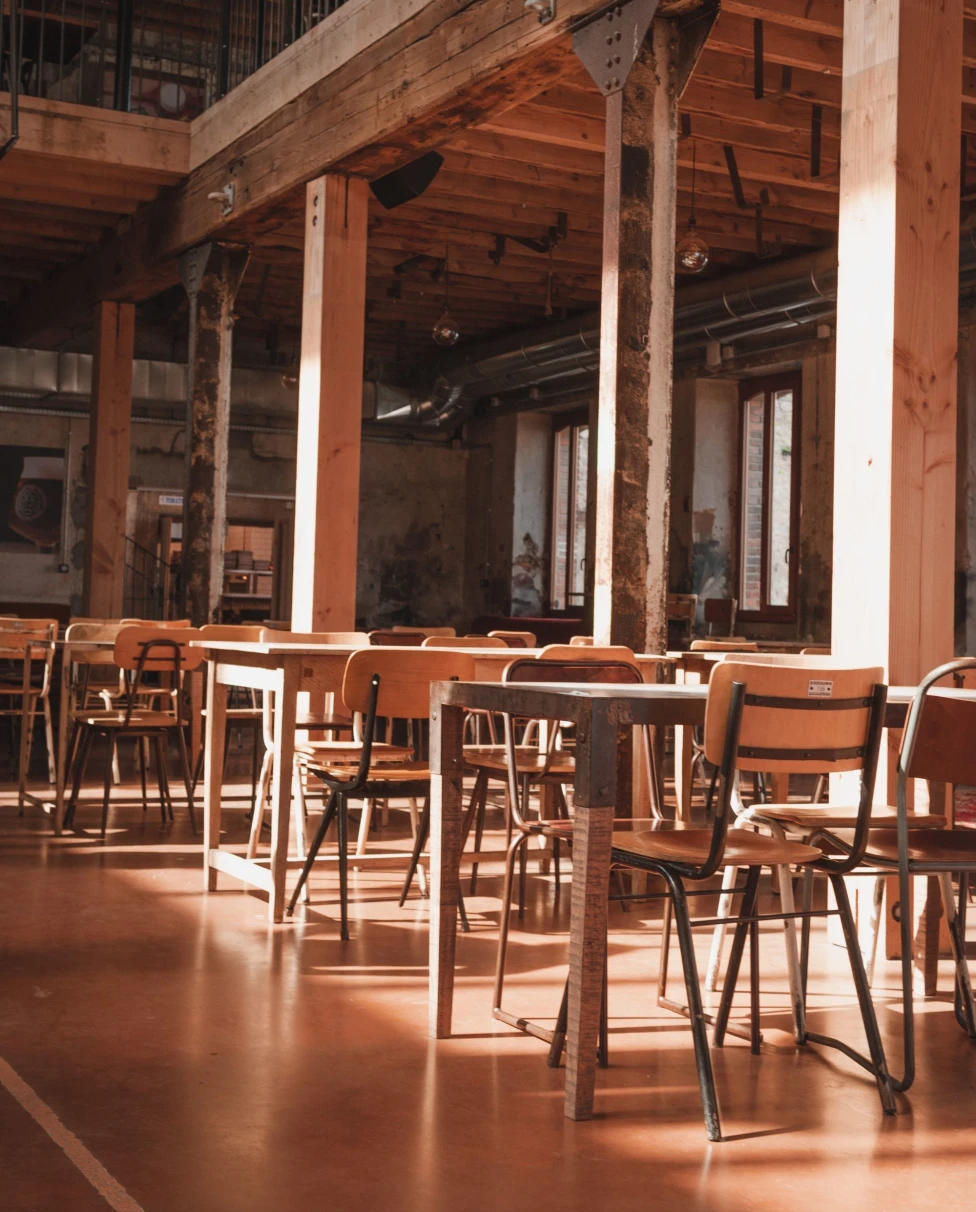 interior of a wood brewery