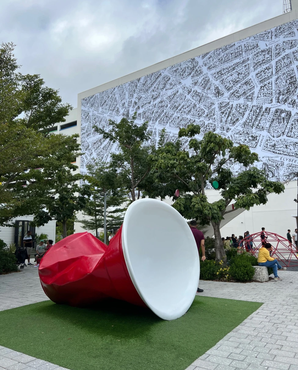 Landmark like a red distorted cup.