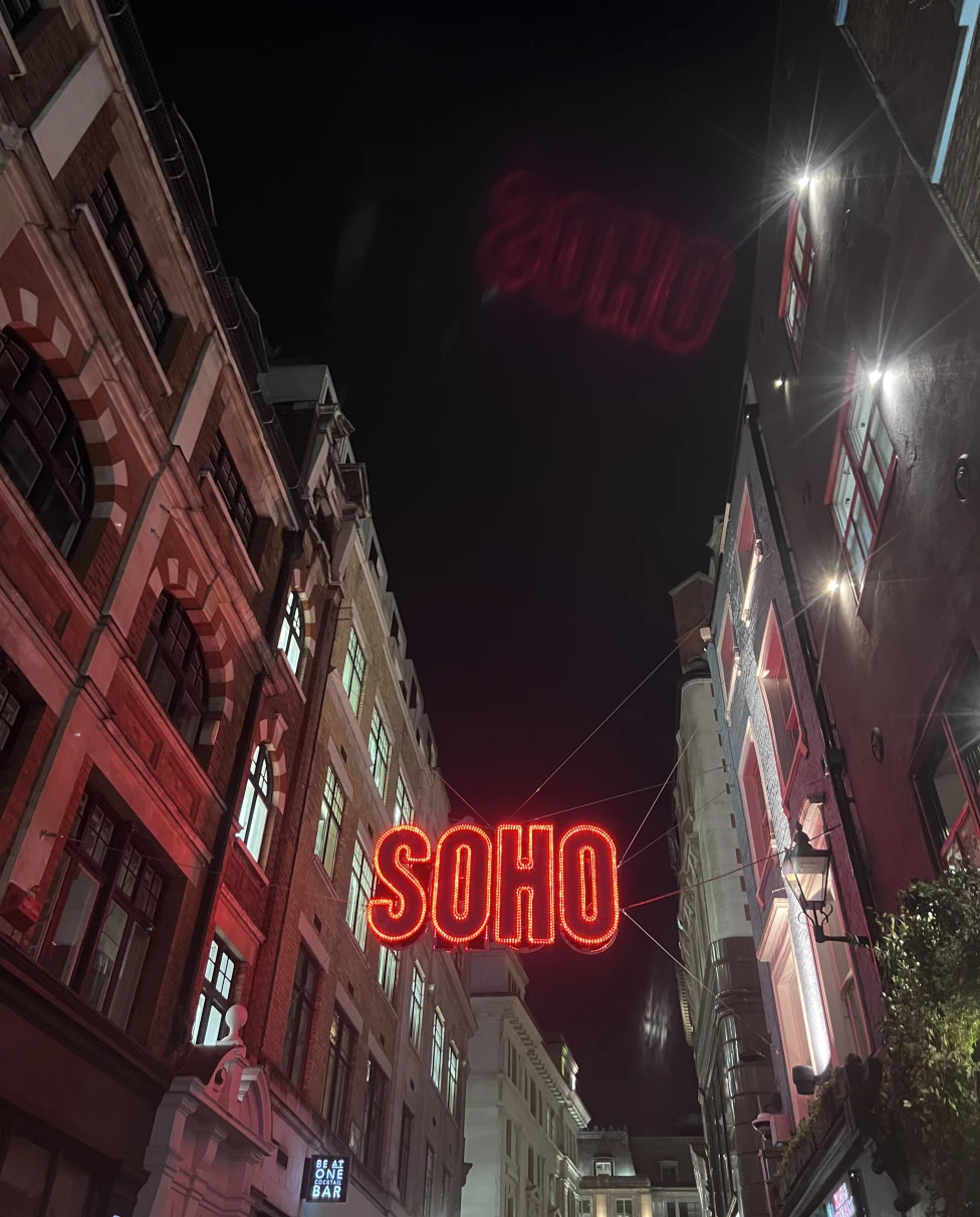 night view of the street Soho London city