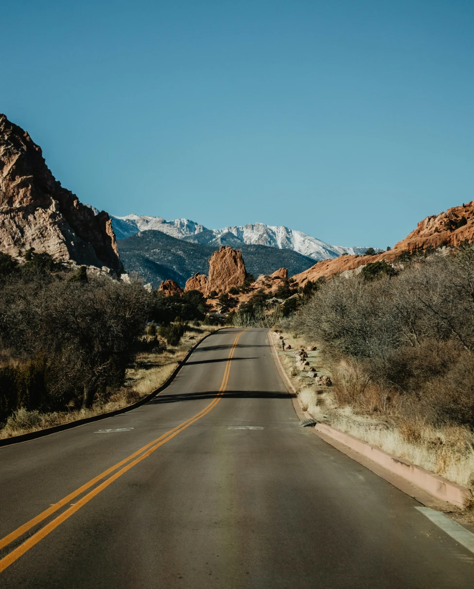 A highway with mountain views.